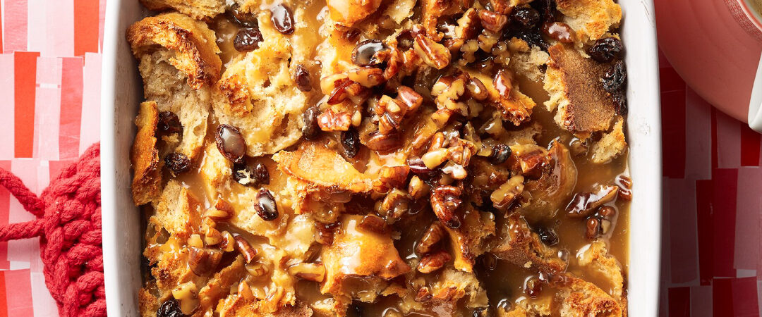 Bread Pudding with Praline Sauce  Bread Pudding with Praline Sauce CFM9 1080x450